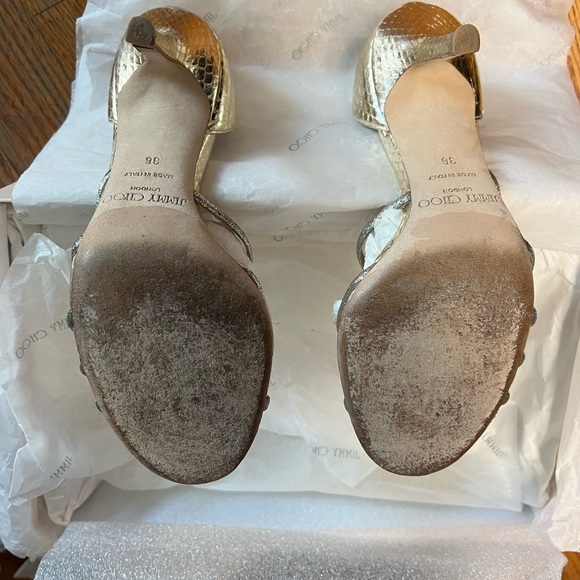 Jimmy Choo - light gold snake skin and glitter heels - size 36 - great condition - Picture 6 of 8